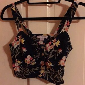 Buttoned Floral Crop Top XS